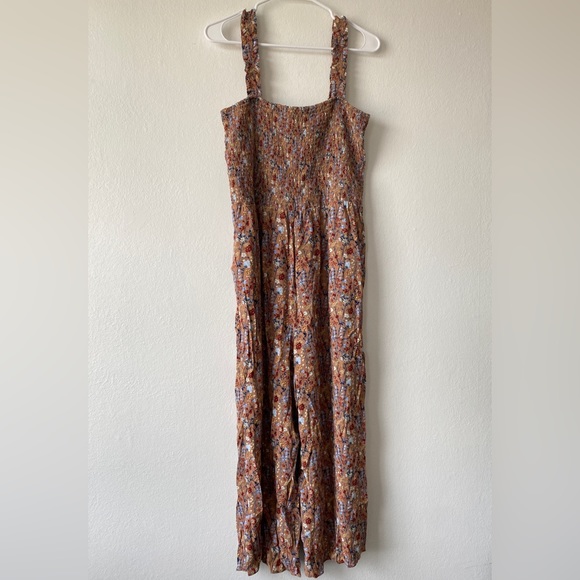 Aritzia Wilfred Chianti Floral Smocked Square Neck Jumpsuit Terracotta - 2XL - Picture 2 of 5